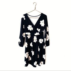 Old Navy Maternity Black Floral Faux Wrap Dress